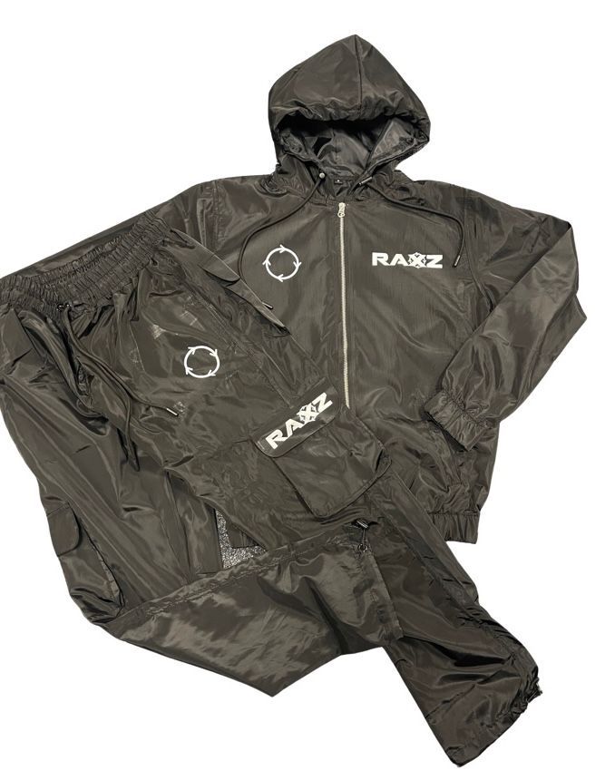 Black "Raxz" Wind Proof Tracksuit